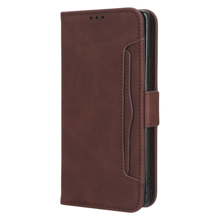 For vivo X90 5G PU Leather Phone Cover Multiple Card Slots Stand Wallet Drop Resistant Phone Case - Brown