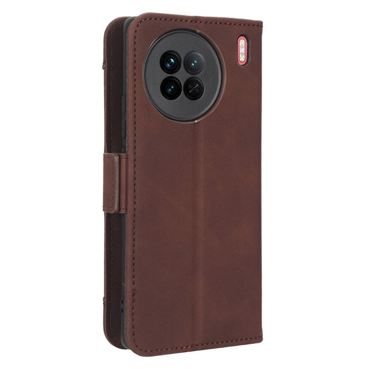 For vivo X90 5G PU Leather Phone Cover Multiple Card Slots Stand Wallet Drop Resistant Phone Case - Brown