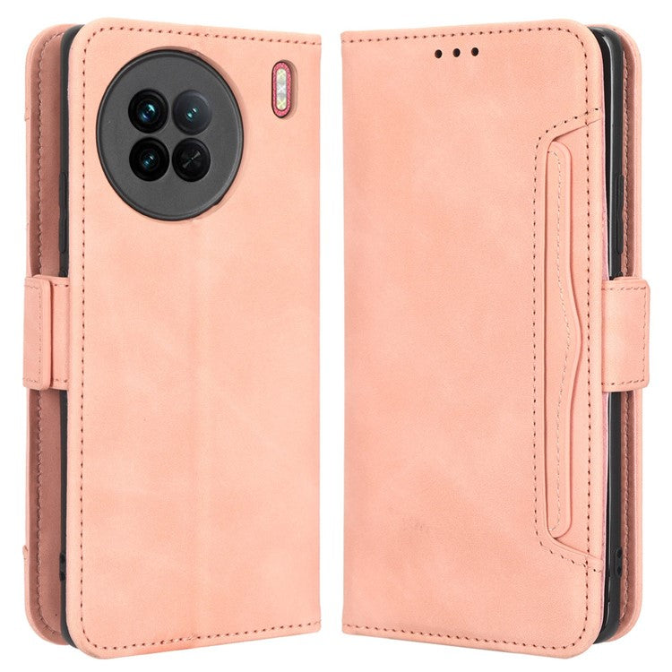 For vivo X90 5G PU Leather Phone Cover Multiple Card Slots Stand Wallet Drop Resistant Phone Case - Pink