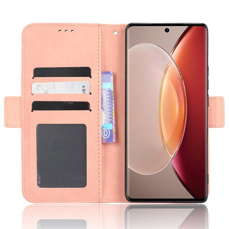 For vivo X90 5G PU Leather Phone Cover Multiple Card Slots Stand Wallet Drop Resistant Phone Case - Pink