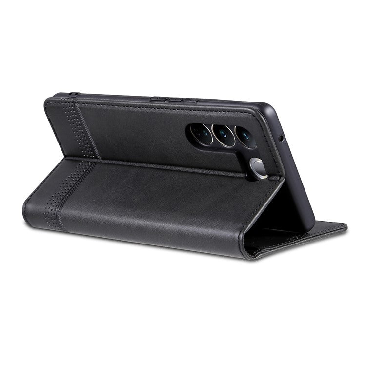 AZNS For vivo S16 / S16 Pro Phone Stand Case PU Leather Wallet Magnetic Phone Cover - Black