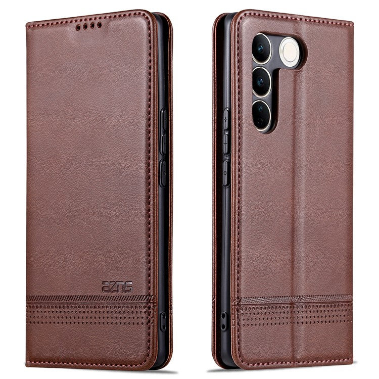 AZNS For vivo S16 / S16 Pro Phone Stand Case PU Leather Wallet Magnetic Phone Cover - Coffee