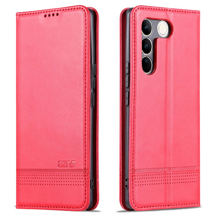 AZNS For vivo S16 / S16 Pro Phone Stand Case PU Leather Wallet Magnetic Phone Cover - Red