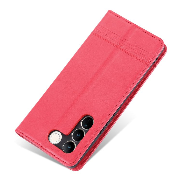 AZNS For vivo S16 / S16 Pro Phone Stand Case PU Leather Wallet Magnetic Phone Cover - Red