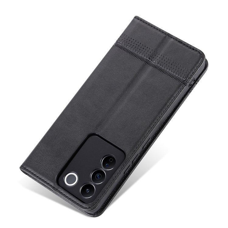 AZNS For vivo S16e 5G Shockproof Cell Phone Case PU Leather Wallet Stand Magnetic Phone Cover - Black