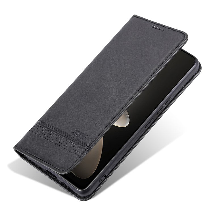 AZNS For vivo S16e 5G Shockproof Cell Phone Case PU Leather Wallet Stand Magnetic Phone Cover - Black