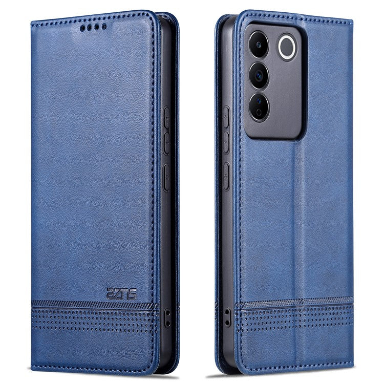 AZNS For vivo S16e 5G Shockproof Cell Phone Case PU Leather Wallet Stand Magnetic Phone Cover - Blue