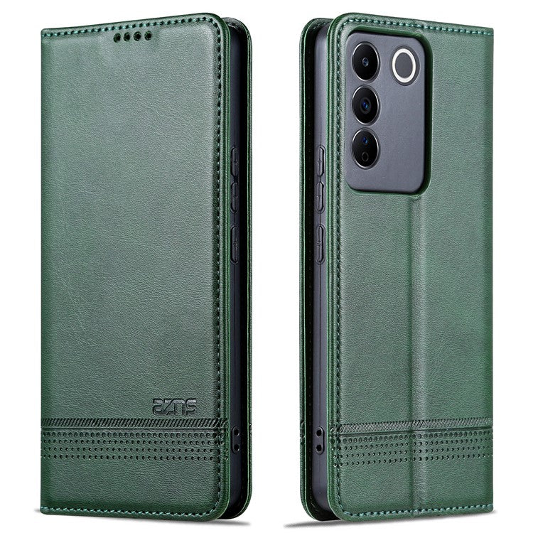 AZNS For vivo S16e 5G Shockproof Cell Phone Case PU Leather Wallet Stand Magnetic Phone Cover - Green