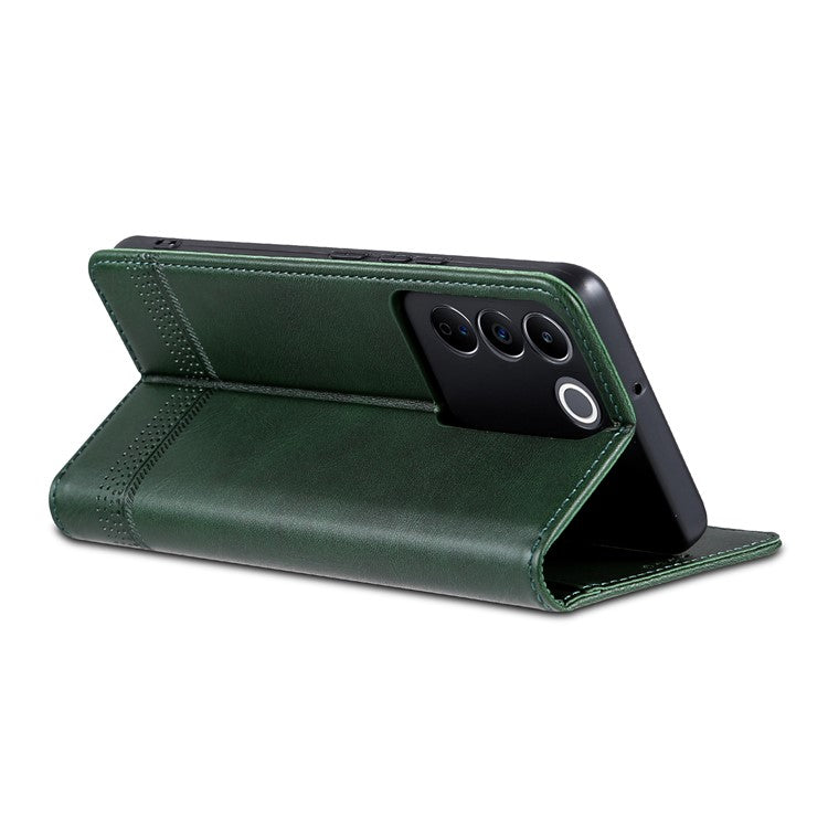 AZNS For vivo S16e 5G Shockproof Cell Phone Case PU Leather Wallet Stand Magnetic Phone Cover - Green