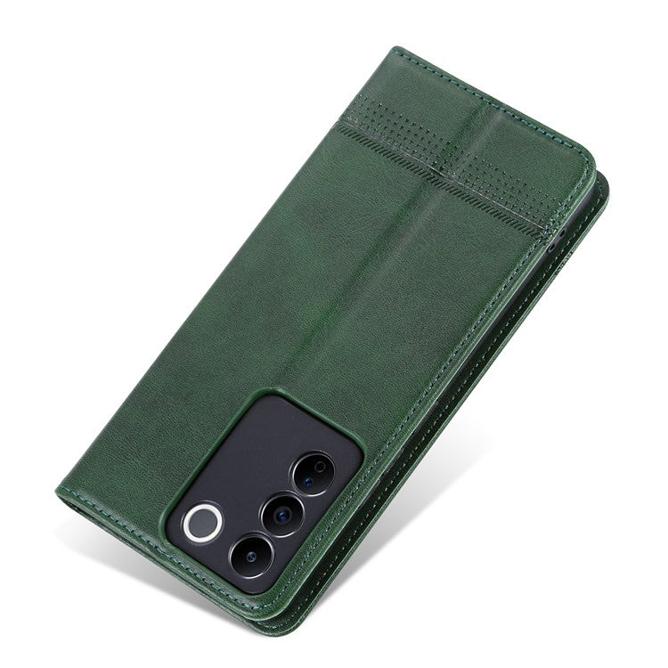 AZNS For vivo S16e 5G Shockproof Cell Phone Case PU Leather Wallet Stand Magnetic Phone Cover - Green