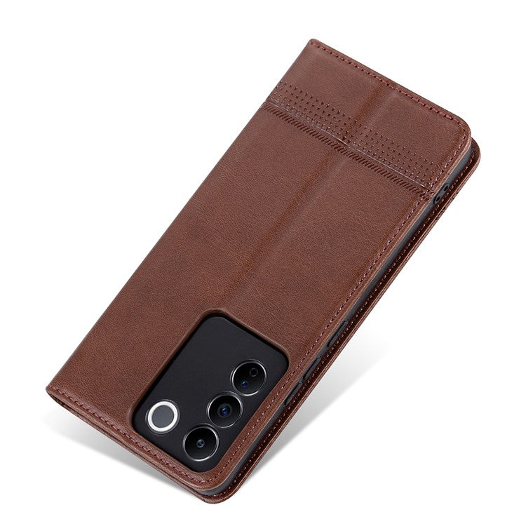 AZNS For vivo S16e 5G Shockproof Cell Phone Case PU Leather Wallet Stand Magnetic Phone Cover - Coffee