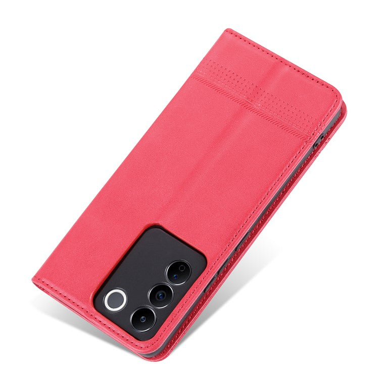 AZNS For vivo S16e 5G Shockproof Cell Phone Case PU Leather Wallet Stand Magnetic Phone Cover - Red