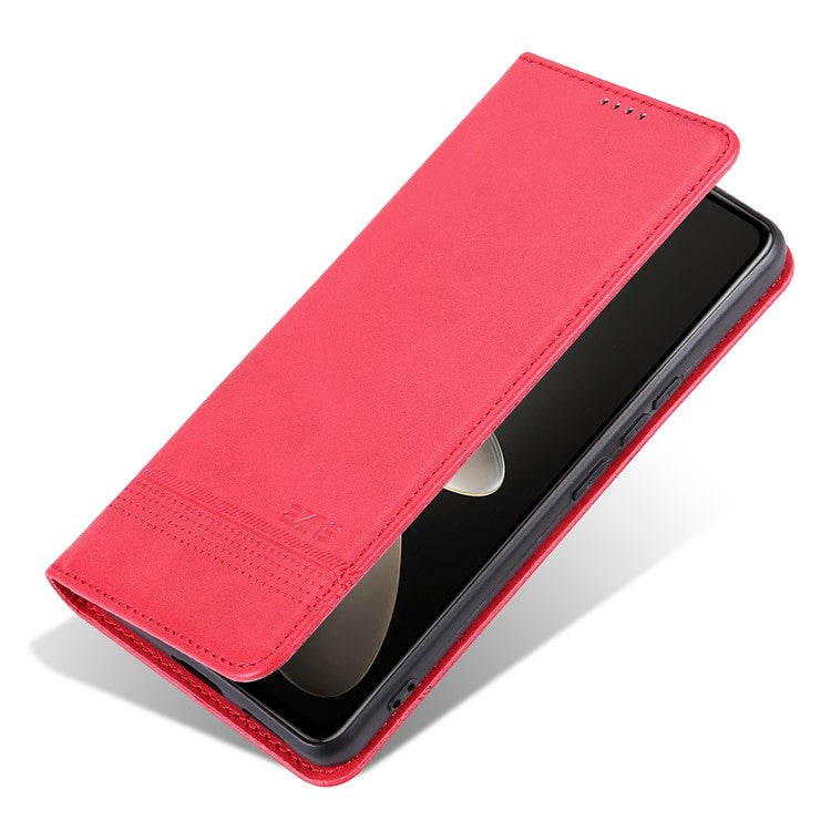 AZNS For vivo S16e 5G Shockproof Cell Phone Case PU Leather Wallet Stand Magnetic Phone Cover - Red