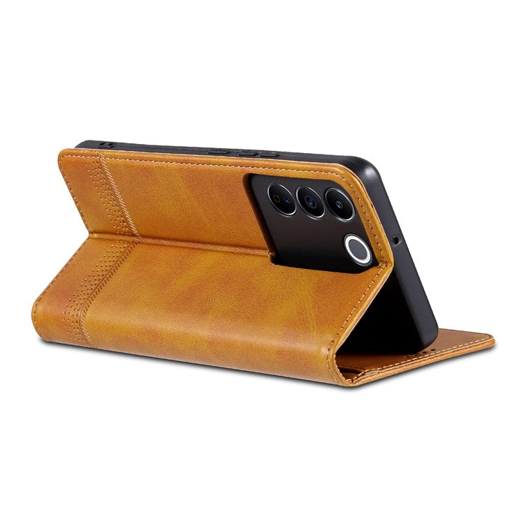 AZNS For vivo S16e 5G Shockproof Cell Phone Case PU Leather Wallet Stand Magnetic Phone Cover - Brown