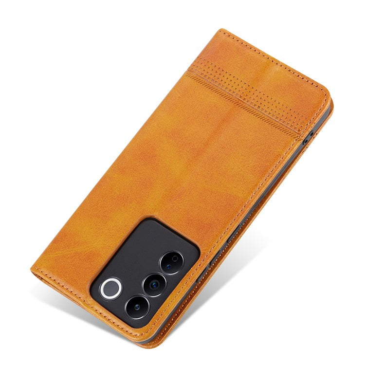 AZNS For vivo S16e 5G Shockproof Cell Phone Case PU Leather Wallet Stand Magnetic Phone Cover - Brown