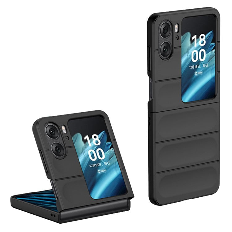 Skin-touch Phone Case for Oppo Find N2 Flip 5G Rugged Hard PC Protective Phone Cover - Black