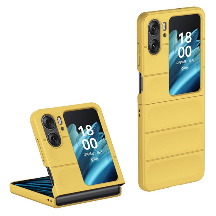 Skin-touch Phone Case for Oppo Find N2 Flip 5G Rugged Hard PC Protective Phone Cover - Yellow