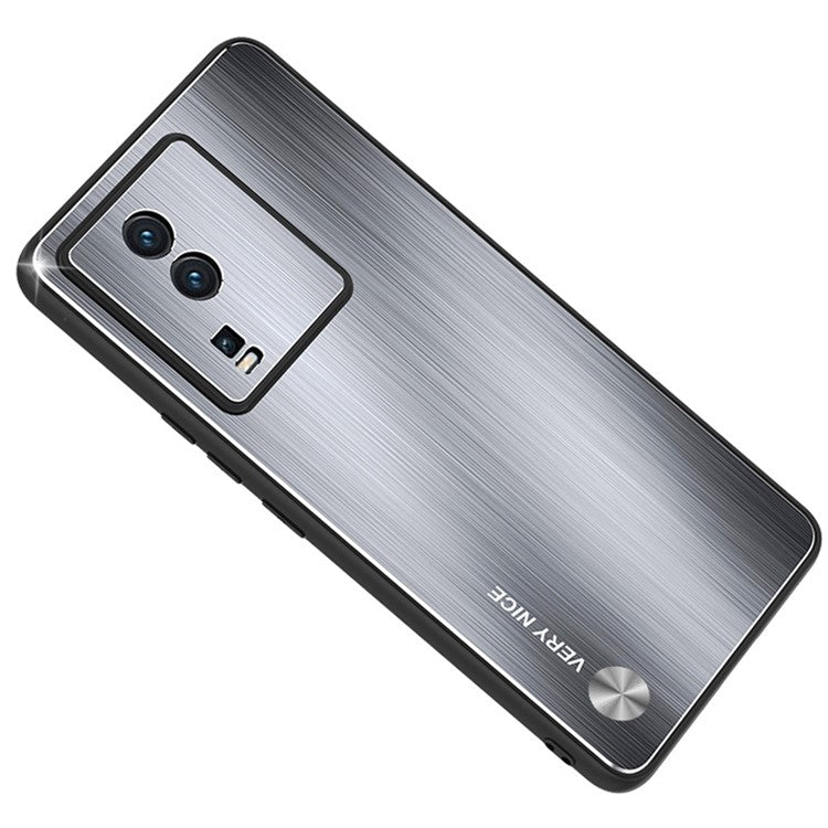 For vivo iQOO Neo7 5G TPU + Aluminium Alloy Back Phone Case Brushed Mobile Phone Cover - Silver