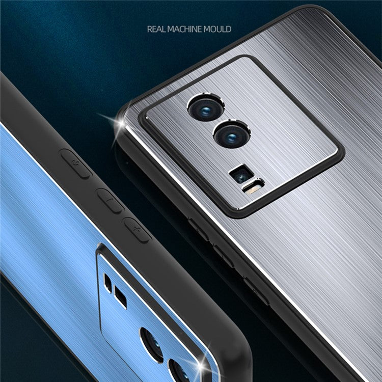 For vivo iQOO Neo7 5G TPU + Aluminium Alloy Back Phone Case Brushed Mobile Phone Cover - Silver