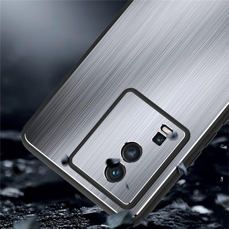 For vivo iQOO Neo7 5G TPU + Aluminium Alloy Back Phone Case Brushed Mobile Phone Cover - Silver