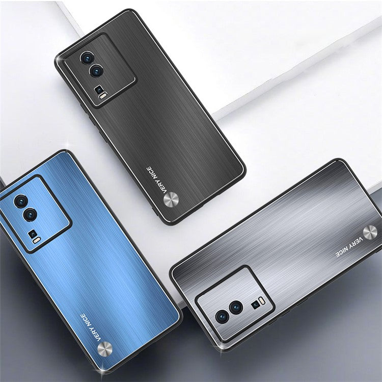 For vivo iQOO Neo7 5G TPU + Aluminium Alloy Back Phone Case Brushed Mobile Phone Cover - Silver