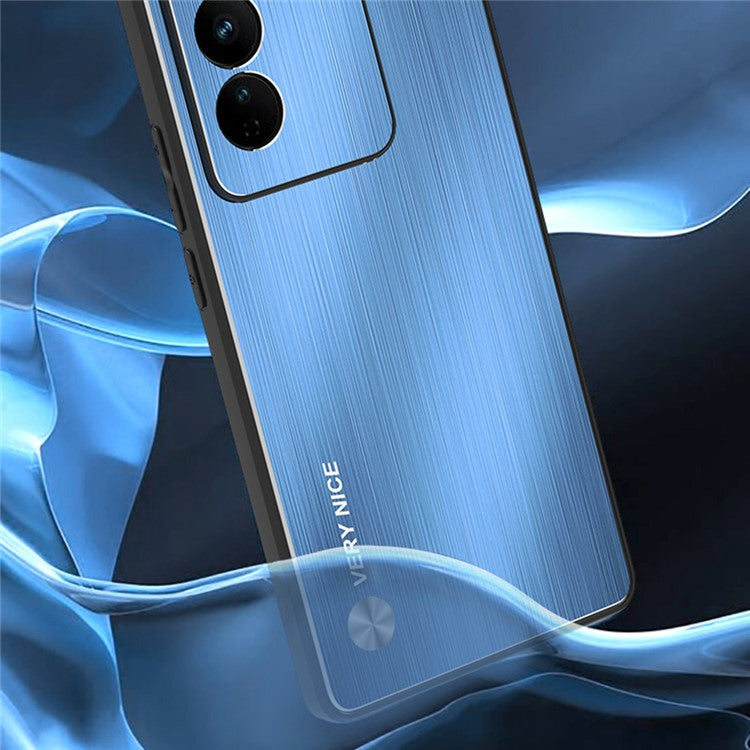 For vivo S16 Pro Brushed Cell Phone Case TPU + Aluminium Alloy Hybrid Phone Cover - Silver