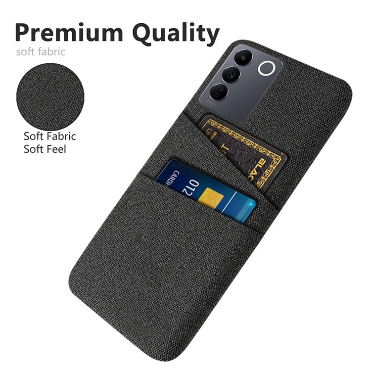 For vivo S16e 5G Dual Card Slots Phone Cover Cloth Texture Hard PC Phone Case - Black