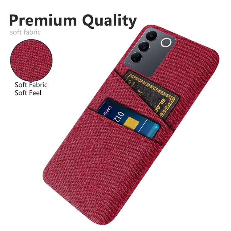 For vivo S16e 5G Dual Card Slots Phone Cover Cloth Texture Hard PC Phone Case - Red