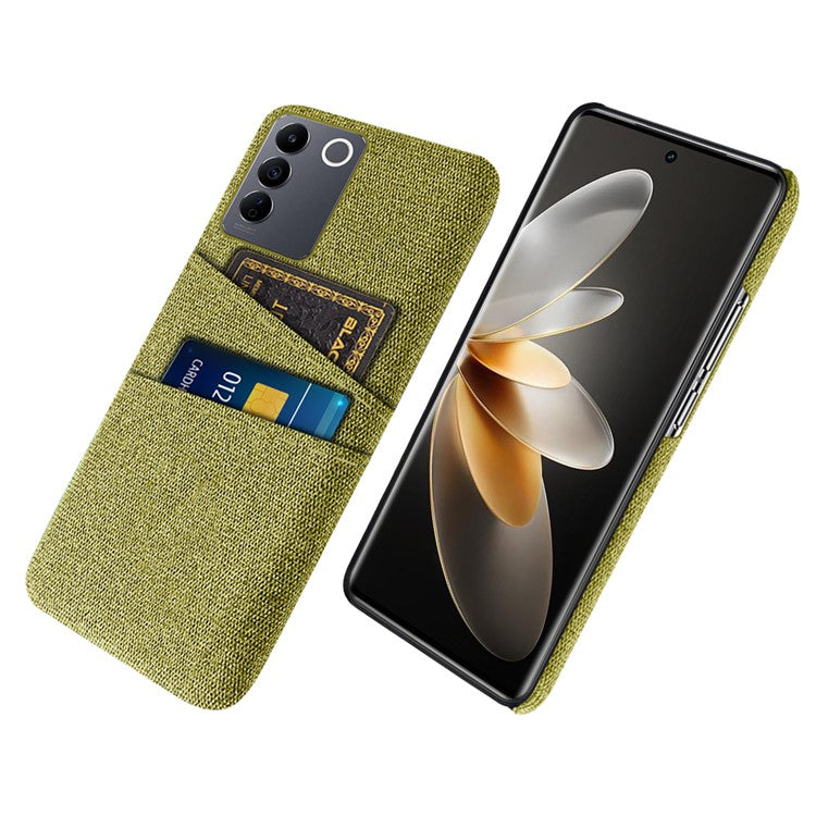 For vivo S16e 5G Dual Card Slots Phone Cover Cloth Texture Hard PC Phone Case - Yellow