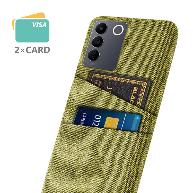 For vivo S16e 5G Dual Card Slots Phone Cover Cloth Texture Hard PC Phone Case - Yellow