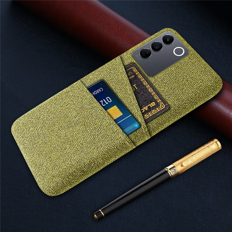 For vivo S16e 5G Dual Card Slots Phone Cover Cloth Texture Hard PC Phone Case - Yellow