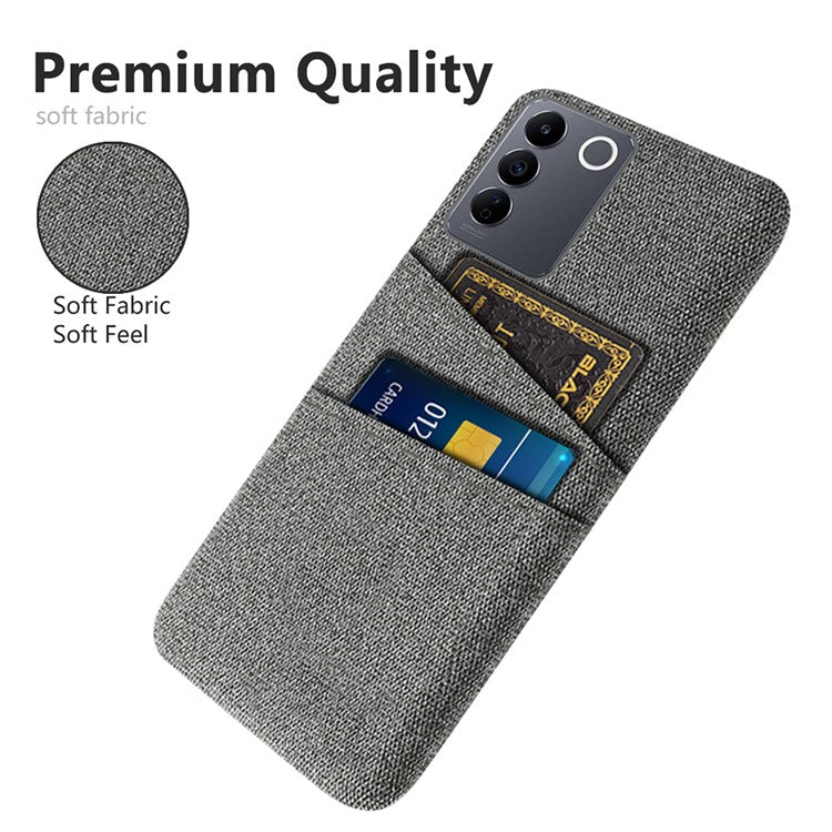 For vivo S16e 5G Dual Card Slots Phone Cover Cloth Texture Hard PC Phone Case - Grey