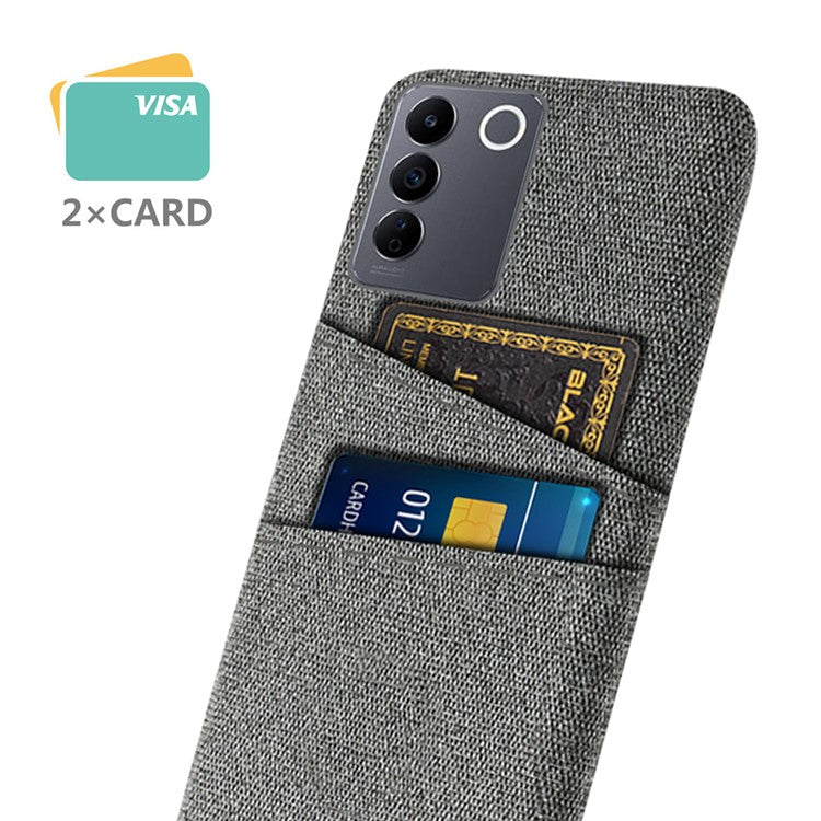 For vivo S16e 5G Dual Card Slots Phone Cover Cloth Texture Hard PC Phone Case - Grey