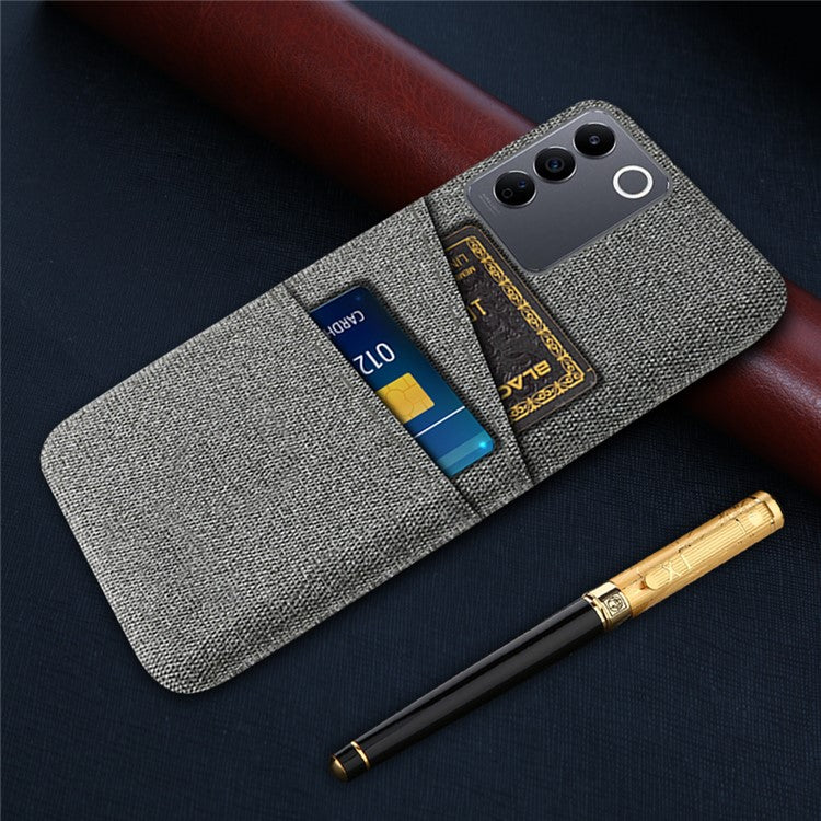 For vivo S16e 5G Dual Card Slots Phone Cover Cloth Texture Hard PC Phone Case - Grey