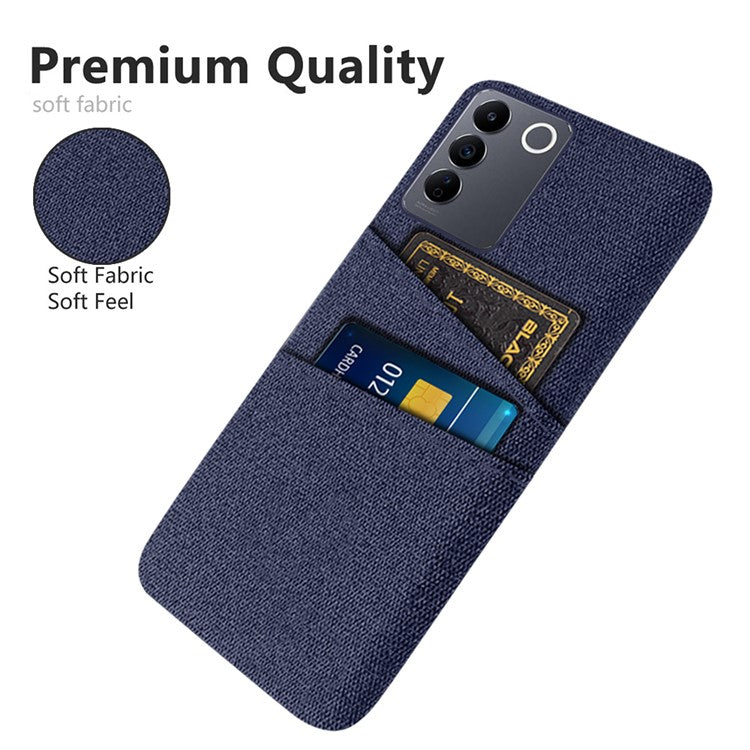 For vivo S16e 5G Dual Card Slots Phone Cover Cloth Texture Hard PC Phone Case - Blue