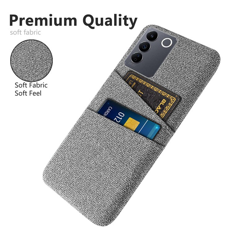 For vivo S16e 5G Dual Card Slots Phone Cover Cloth Texture Hard PC Phone Case - Light Grey