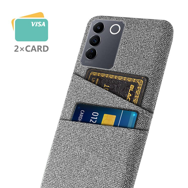 For vivo S16e 5G Dual Card Slots Phone Cover Cloth Texture Hard PC Phone Case - Light Grey