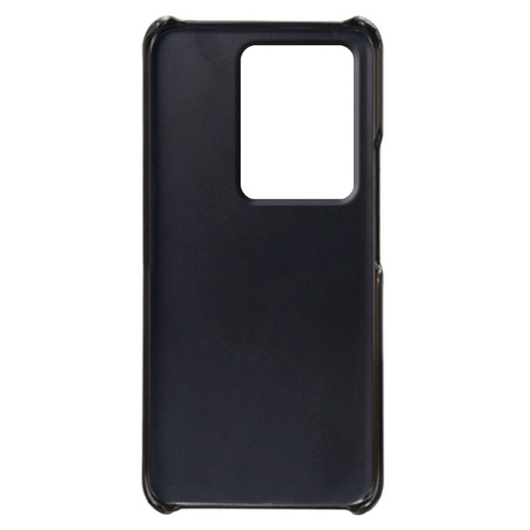 Leather Coated PC Phone Cover for vivo S16e 5G , Dual Card Slots Protective Phone Case - Black