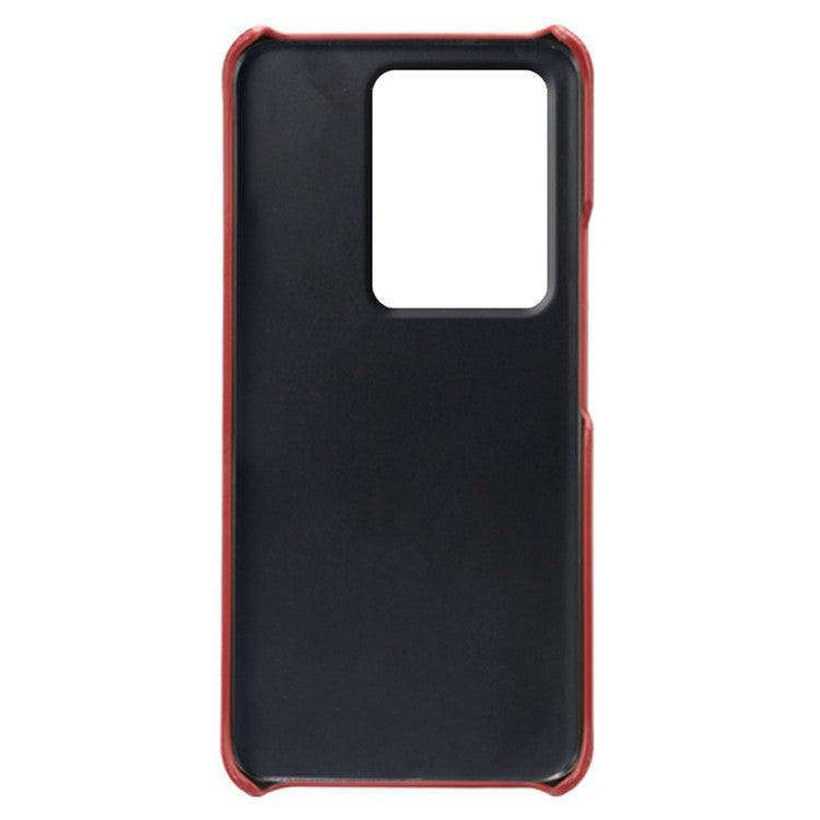 Leather Coated PC Phone Cover for vivo S16e 5G , Dual Card Slots Protective Phone Case - Red