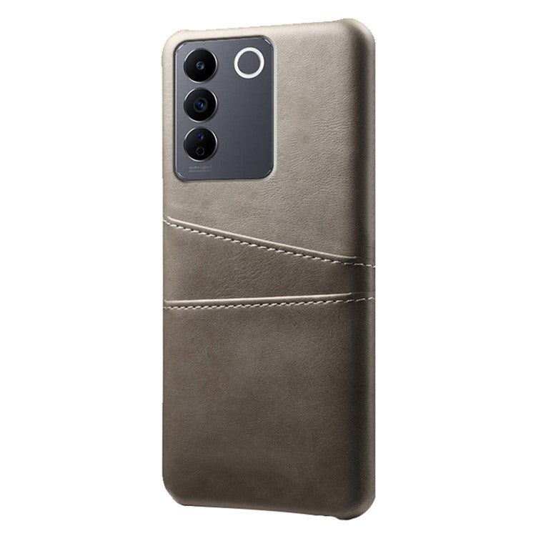 Leather Coated PC Phone Cover for vivo S16e 5G , Dual Card Slots Protective Phone Case - Grey