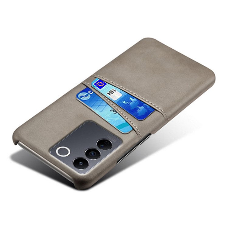 Leather Coated PC Phone Cover for vivo S16e 5G , Dual Card Slots Protective Phone Case - Grey