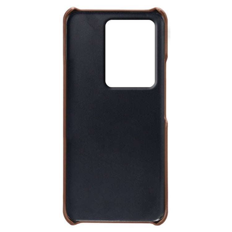 Leather Coated PC Phone Cover for vivo S16e 5G , Dual Card Slots Protective Phone Case - Brown