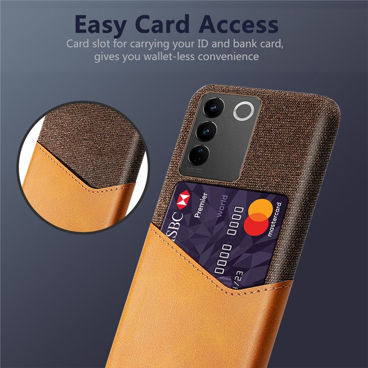 For vivo S16 / S16 Pro Cloth Texture Anti-Scratch Phone Case PU Leather + PC Card Holder Cellphone Cover - Orange