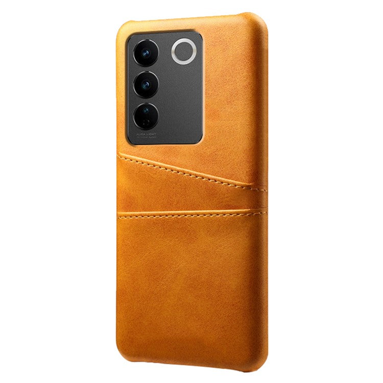 For vivo S16 / S16 Pro Anti-drop Phone Case Double Card Slots Leather Coated PC Cover - Orange