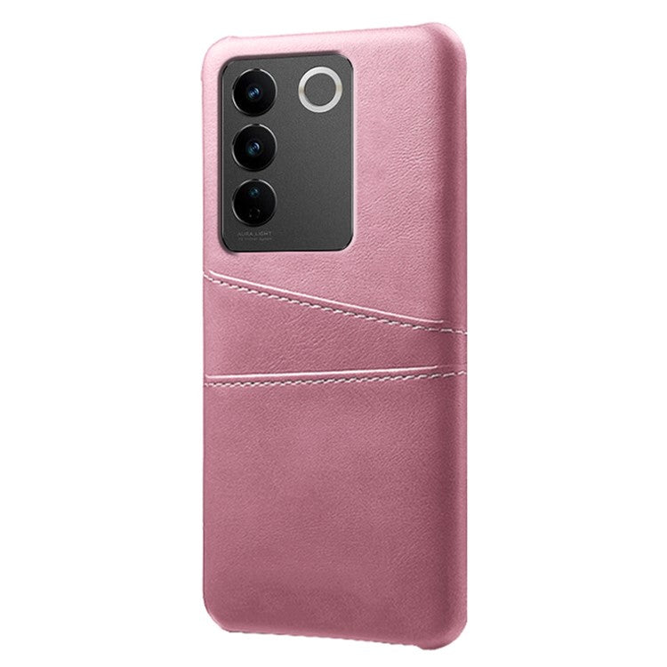 For vivo S16 / S16 Pro Anti-drop Phone Case Double Card Slots Leather Coated PC Cover - Rose Gold