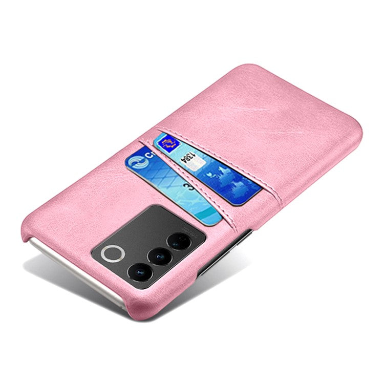 For vivo S16 / S16 Pro Anti-drop Phone Case Double Card Slots Leather Coated PC Cover - Rose Gold