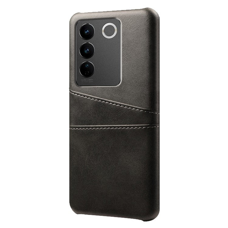 For vivo S16 / S16 Pro Anti-drop Phone Case Double Card Slots Leather Coated PC Cover - Black