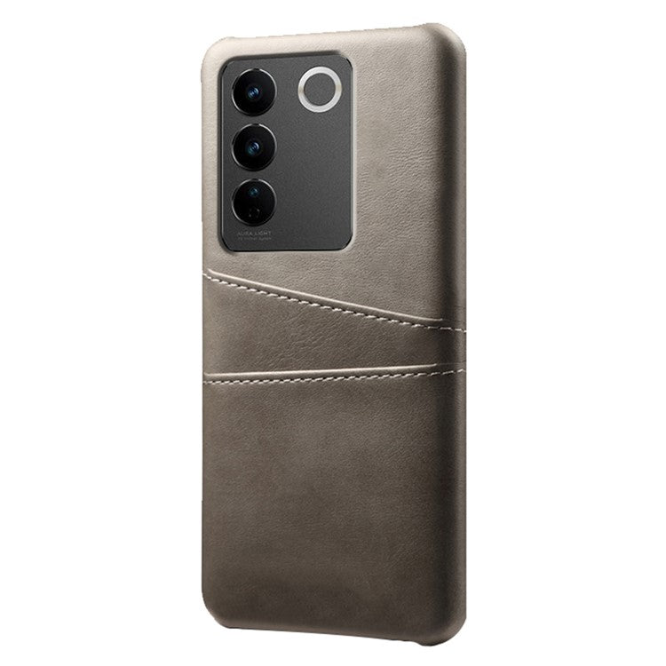 For vivo S16 / S16 Pro Anti-drop Phone Case Double Card Slots Leather Coated PC Cover - Grey