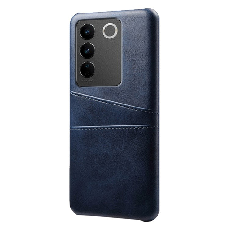 For vivo S16 / S16 Pro Anti-drop Phone Case Double Card Slots Leather Coated PC Cover - Blue