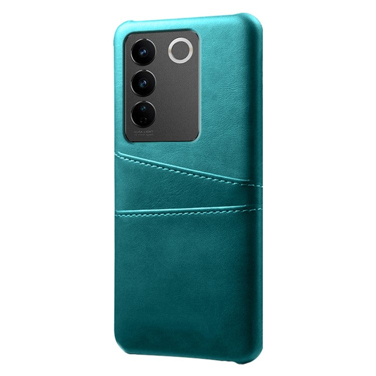 For vivo S16 / S16 Pro Anti-drop Phone Case Double Card Slots Leather Coated PC Cover - Green